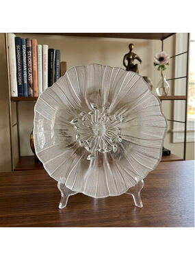 Mats Jonasson Målerås SWEDEN Botanical Anemone "Windflower" Crystal Dinner Plate